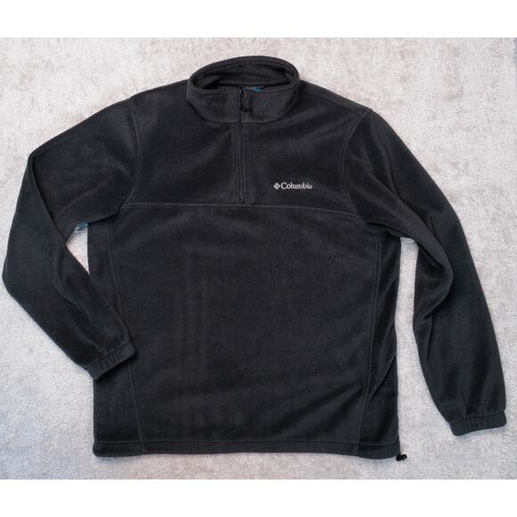Columbia Steens Mountain Half Zip Black Fleece Mock Neck Pullover Mens Size L - Picture 1 of 12